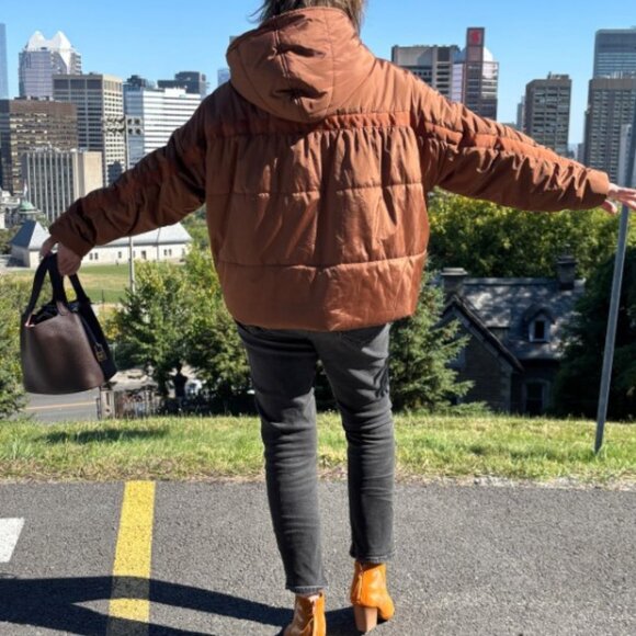 MAJE Gueli Puffer Cocoon Jacket in Mocha Mousse - OS - Picture 14 of 16